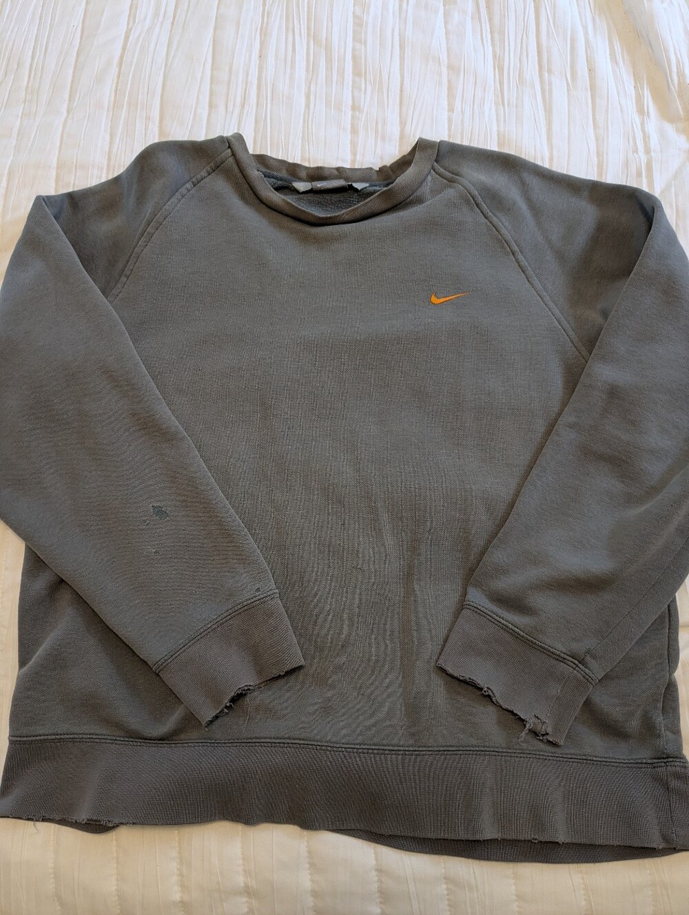 Nike Men’s Charcoal Crewneck Sweatshirt with Orange Swoosh